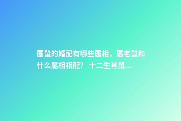 屬鼠的婚配有哪些屬相，屬老鼠和什么屬相相配？ 十二生肖鼠的婚配表-第1張-觀點-玄機派